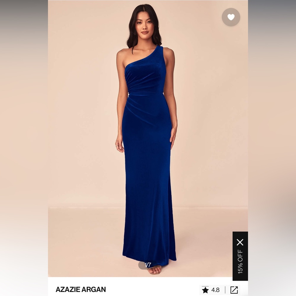 Navy blue azazie argan one shoulder velvet dress